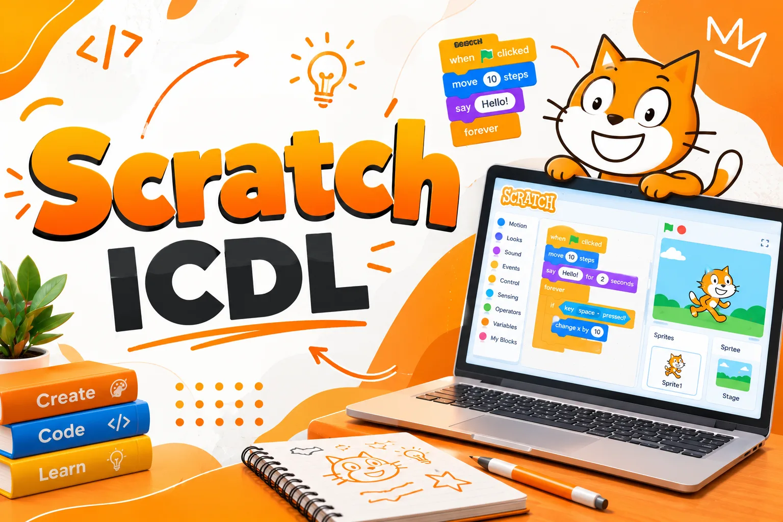 لوگو دوره Scratch با رنگ مختلف