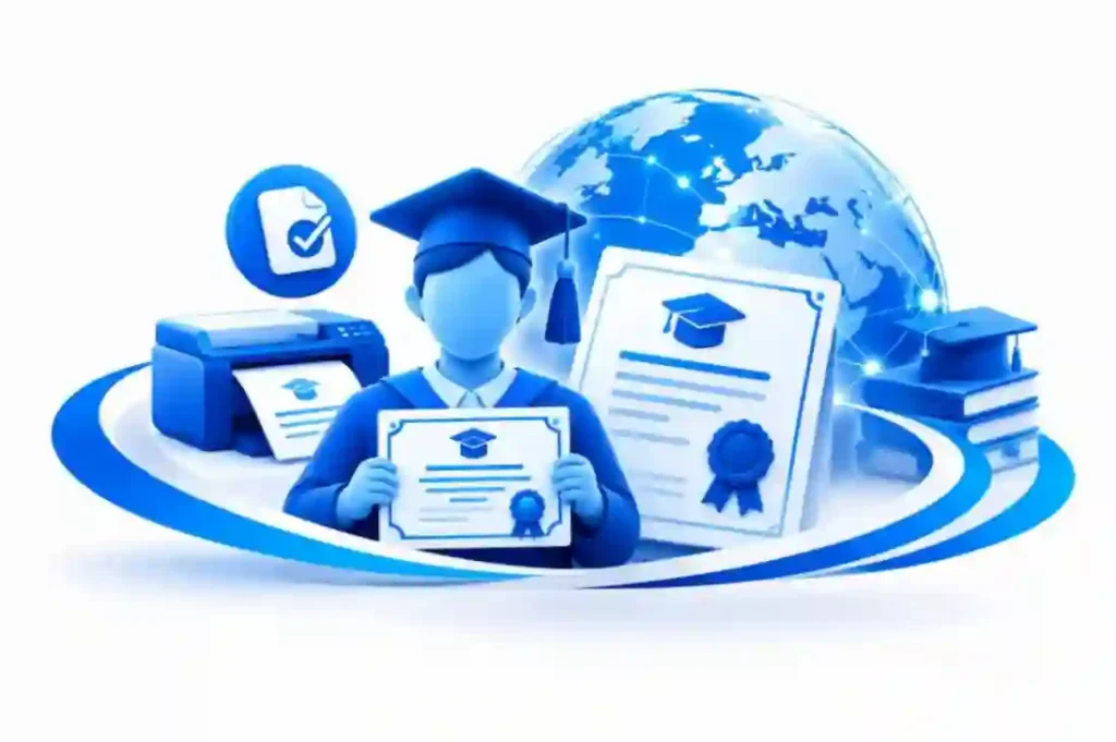 دریافت مدرک معتبر به رنگ آبی