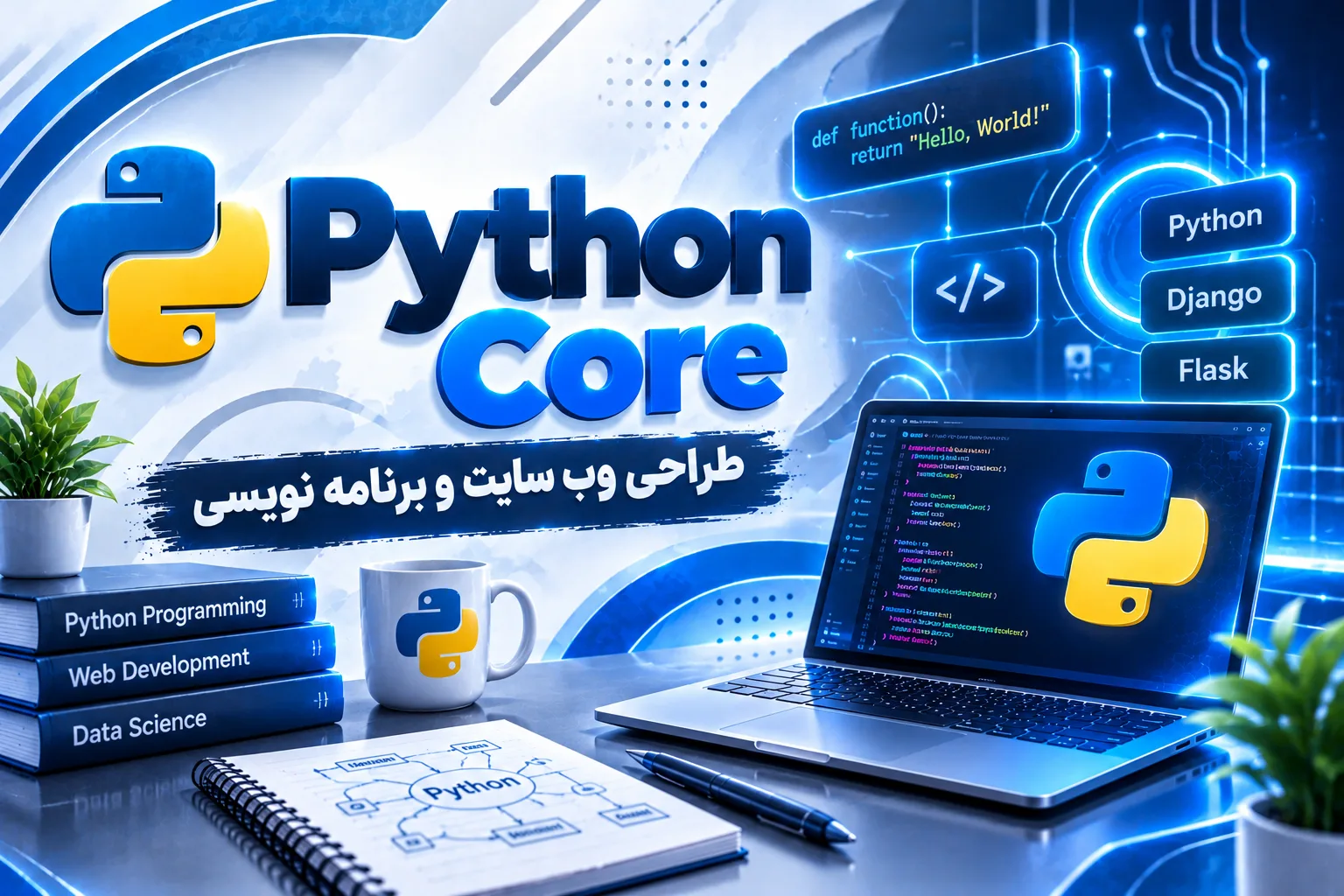 لوگو دوره Python Core با رنگ مختلف